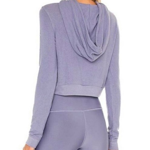 ALO Yoga Getaway Cropped Hoodie Periwinkle Blue Soft - Picture 2 of 11